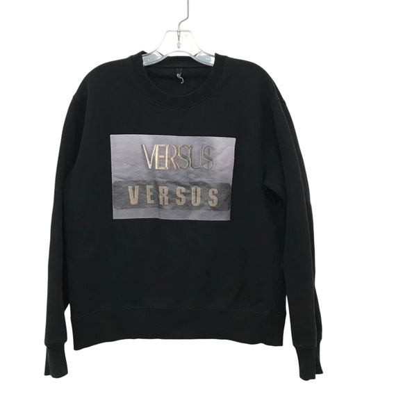 VERSACE Versus Men’s Black Gray Logo Sweatshirt Medium Designer
